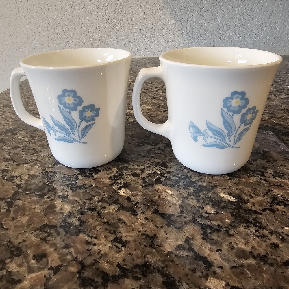 Blue Flower Corningware Mugs - Two Vintage Mugs (Second Set)